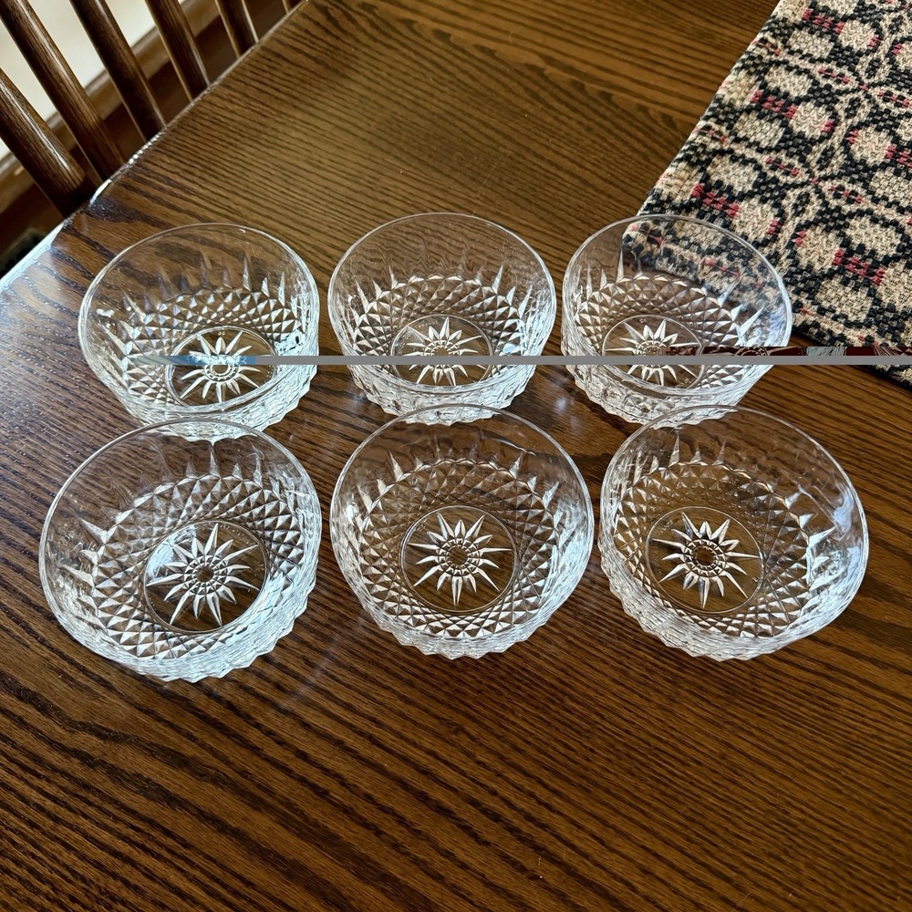 Vintage Arcoroc France Glass Dessert Bowls Starburst Pressed Glass MCM Set of 6